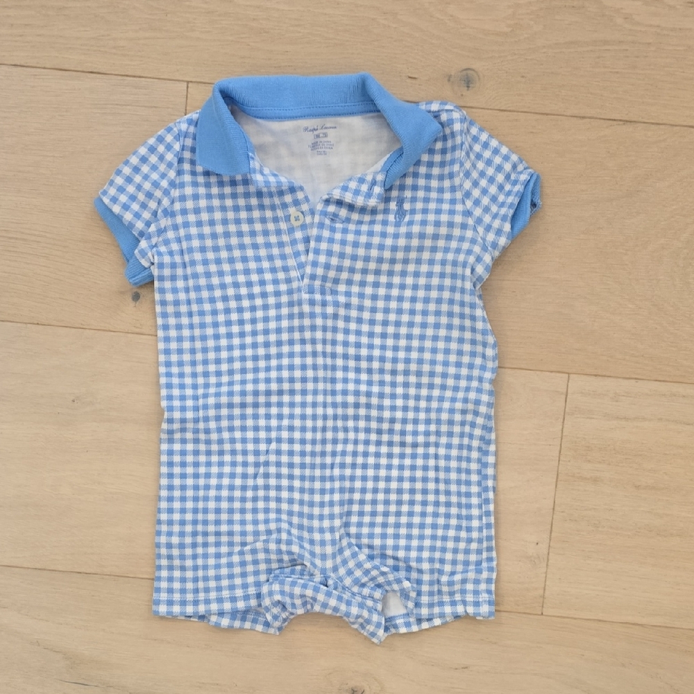 Ralph Lauren Light Blue Checkered Kids Polo